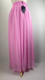 Flowy Maxi Skirt with Beaded Waist, Pink