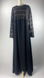 Long Sleeve Closed A-Line Abaya, Black