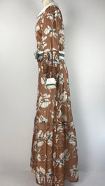 Long Sleeve Half Button Up Maxi Dress, Copper