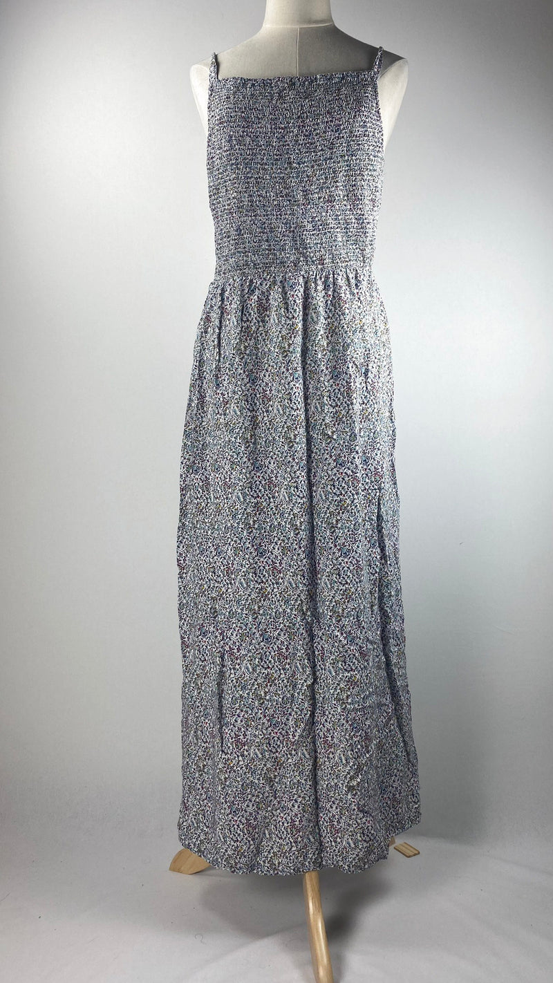 Spaghetti Straps Printed Maxi Dress, Blue