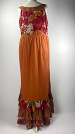 Sleeveless Maxi Dress with Ruffles, Orange