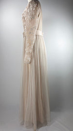 Sheer Sleeves Two Layer Maxi Dress, Peach