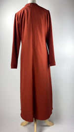 Long Sleeve Hi-Low Knee Length Dress Top with Pants, Burnt Orange