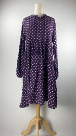 Long Sleeve Knee Length Polka Dotted Top, Purple