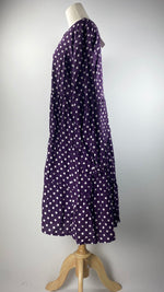 Long Sleeve Knee Length Polka Dotted Top, Purple