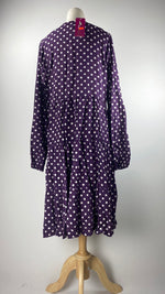 Long Sleeve Knee Length Polka Dotted Top, Purple