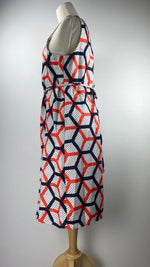 Sleeveless Open Knee Length Printed Cardigan, Orange