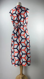 Sleeveless Open Knee Length Printed Cardigan, Orange