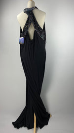 Sleeveless Maxi Evening Gown with Beading, Black