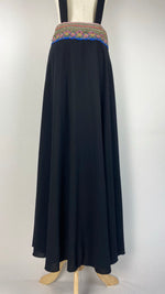 Wide Waist Maxi Skirt with Suspenders, Black