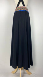 Wide Waist Maxi Skirt with Suspenders, Black