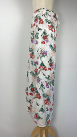 Printed Wrap Maxi Skirt with Pants, White