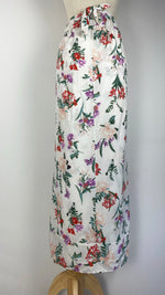 Printed Wrap Maxi Skirt with Pants, White