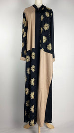 Black Abaya with Beige Flowers