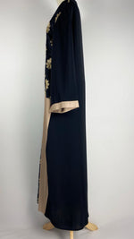 Black Abaya with Beige Flowers