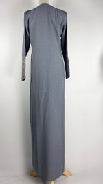 Gray Abaya+ with Red Embroidery