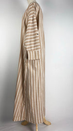 Striped Closed Abaya, Beige