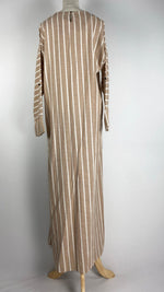 Striped Closed Abaya, Beige