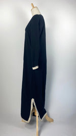 Long Sleeve Moroccan Abaya with Trim, Black