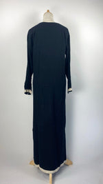 Long Sleeve Moroccan Abaya with Trim, Black