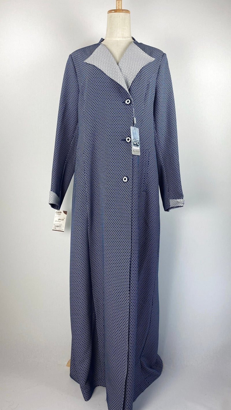 Long Sleeve Button Up Abaya+ Jilbab, Navy