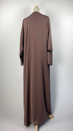 Long Sleeve Snap Button Abaya, Brown