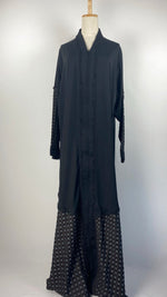 Long Sleeve Zip Up Checkered Abaya, Black