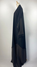 Long Sleeve Zip Up Checkered Abaya, Black