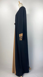 Long Sleeve Closed Abaya, Black and Camel