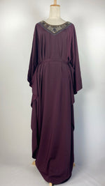 Batwing Kaftan Abaya+ with Beading and Sequins, Purple