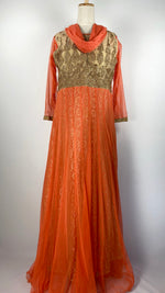 Long Sleeve A-Line Abaya+ with Scarf, Orange