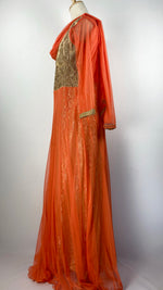 Long Sleeve A-Line Abaya+ with Scarf, Orange