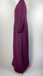 Long Sleeve Button Up Abaya+ Jilbab, Purple