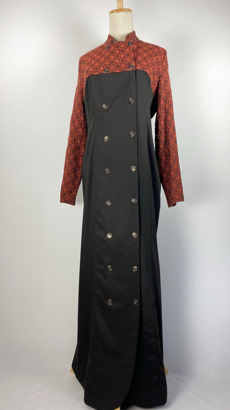 Long Sleeve Double Breasted Abaya+ Jilbab, Brown