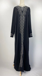 Long Sleeve Closed Abaya with Embroidery and Light Beading, Black