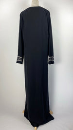 Long Sleeve Closed Abaya with Embroidery and Light Beading, Black