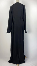 Long Sleeve Closed Abaya with Black Embroidery, Black