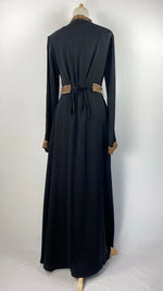 Long Sleeve Zip Up Abaya with Gold Detail, Black