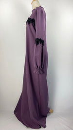 Long Sleeve Abaya with Black Velvet Detail, Purple