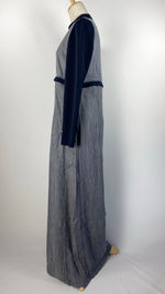 Long Sleeve Closed Faux Denim Abaya, Gray