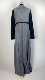 Long Sleeve Closed Faux Denim Abaya, Gray