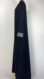 Long Sleeve Zip Up Beaded Abaya, Black