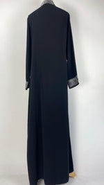 Long Sleeve Zip Up Beaded Abaya, Black