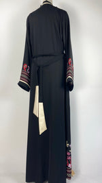 Long Sleeve Closed Printed Abaya, Black