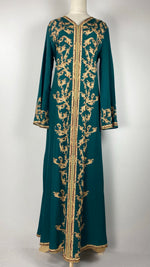 Long Sleeve Printed Abaya, Green