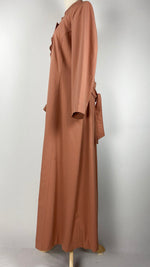 Long Sleeve Button Up Abaya+ Jilbab, Peach