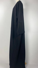 Long Sleeve Snap Button Abaya, Black