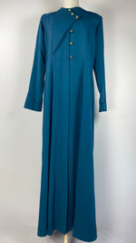 Long Sleeve Button Up A-Line Abaya, Teal