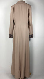 Long Sleeve Zip Up Abaya, Beige