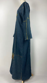 Long Sleeve Closed Denim Abaya, Blue